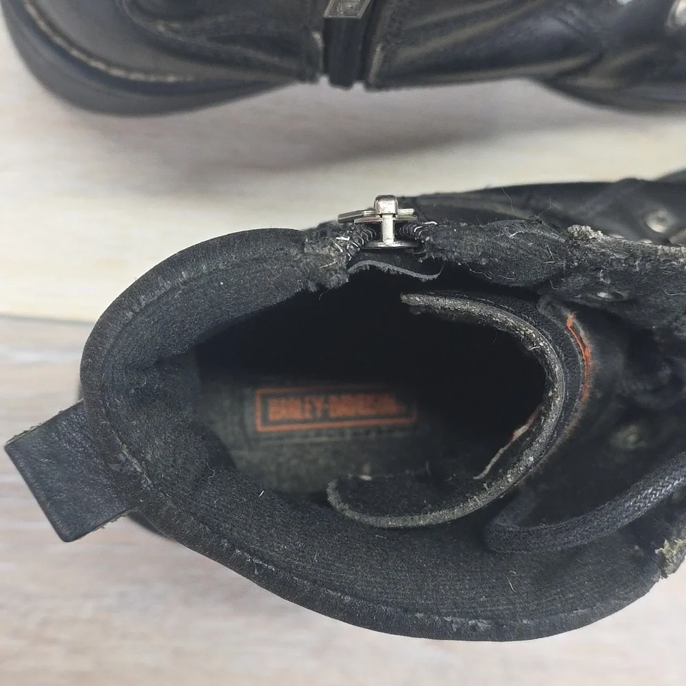 VNTG 90s/Y2K Harley-Davidson Women Leather Ankle LaceUp Riding Moto Boots SZ 10 - Picture 12 of 16